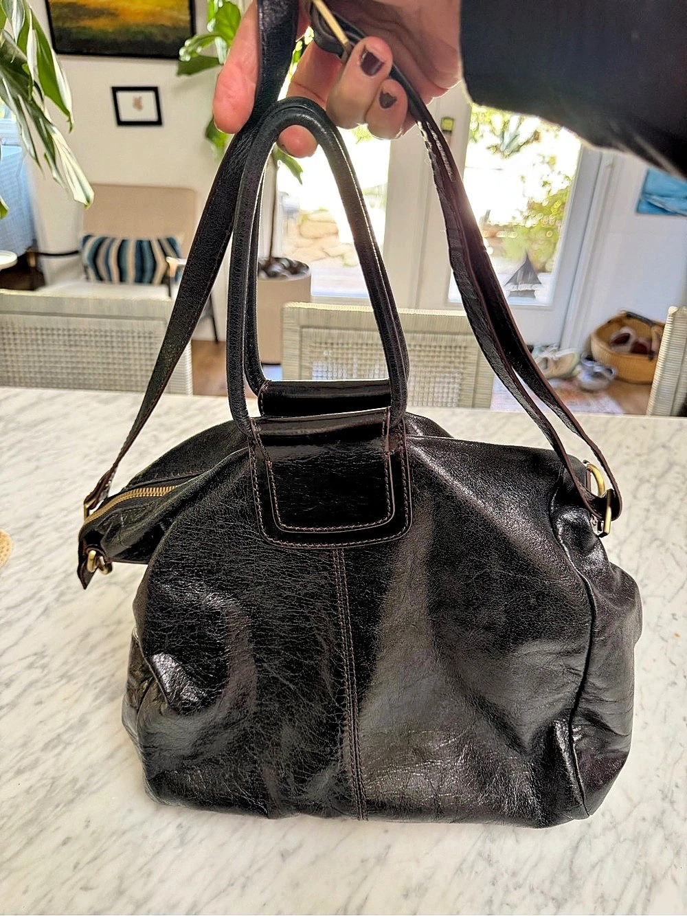 HOBO Black Leather Shoulder Bag - Shiela